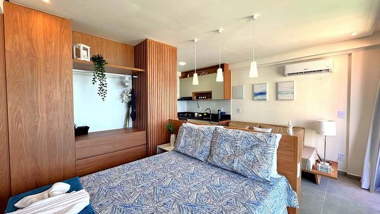 Studio com Varanda e Vista Mar