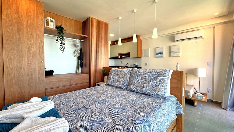 Studio com Varanda e Vista Mar