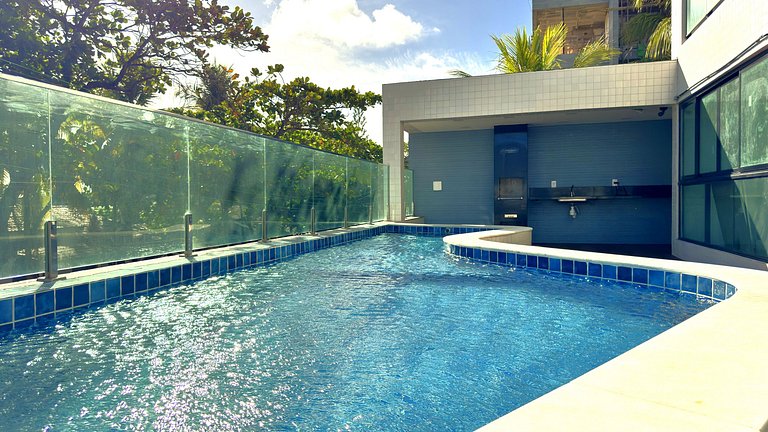 Studio para casais com varanda e vista mar