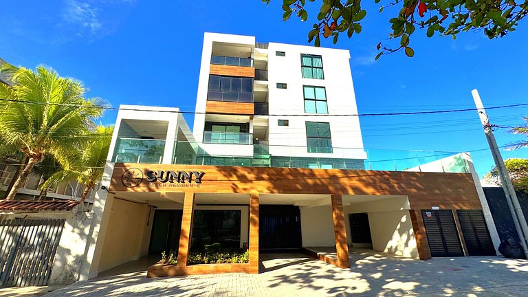 Studio para casais com varanda e vista mar