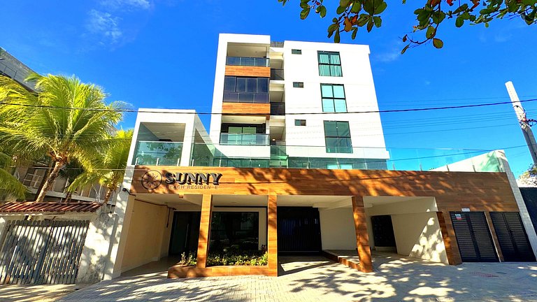 Studio para casais com varanda e vista mar